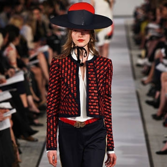 *$2,500 OSCAR DE LA RENTA PICASSO EXCLUSIVE TWEED SILK LINED RUNWAY JACKET US 12 - Picture 1 of 15